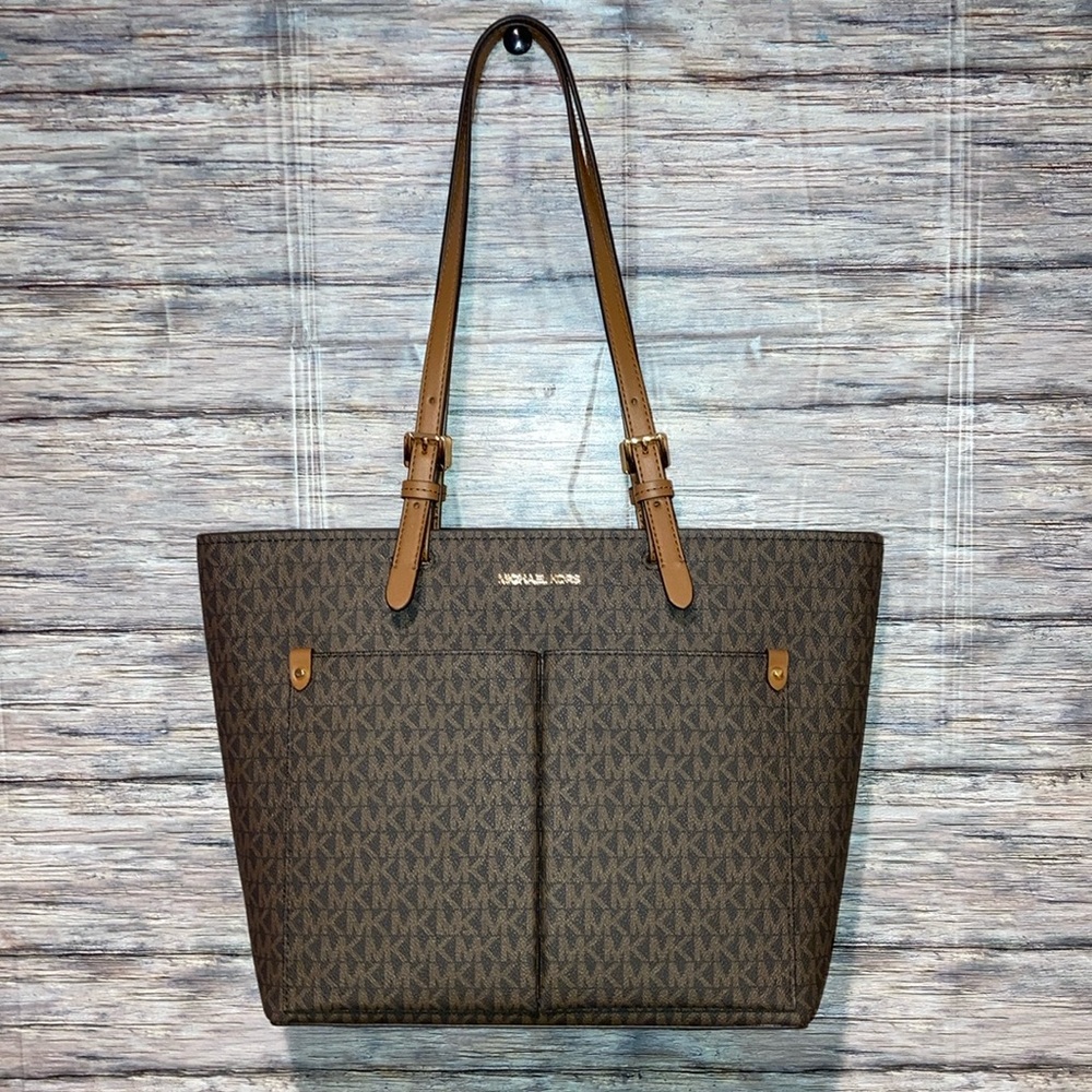 MICHAEL KORS JET SET TRAVEL MEDIUM DOUBLE POCKET TOTE NWT
